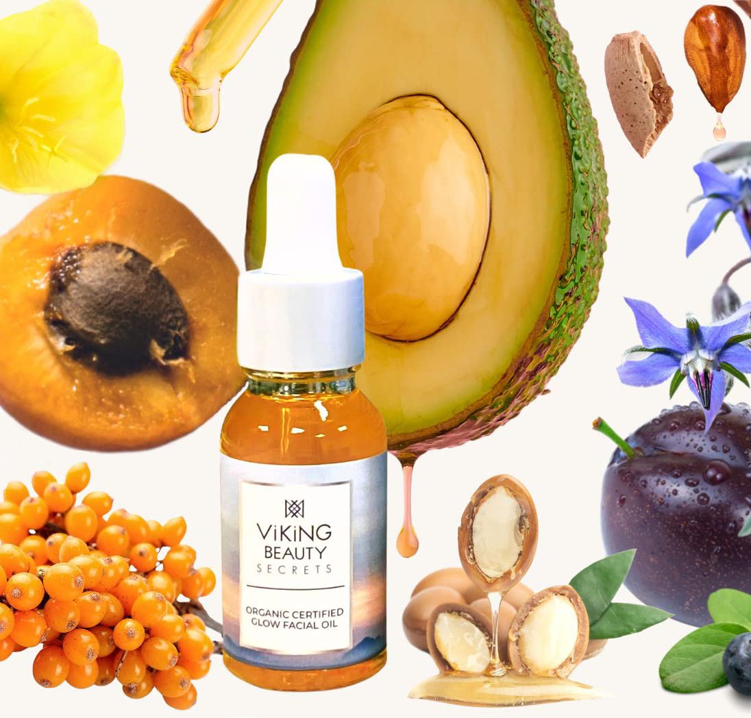 Glow Facial Oil - Organic Face Oil with Blend of 11 Certified Organic Oils and Extracts - Hydrating