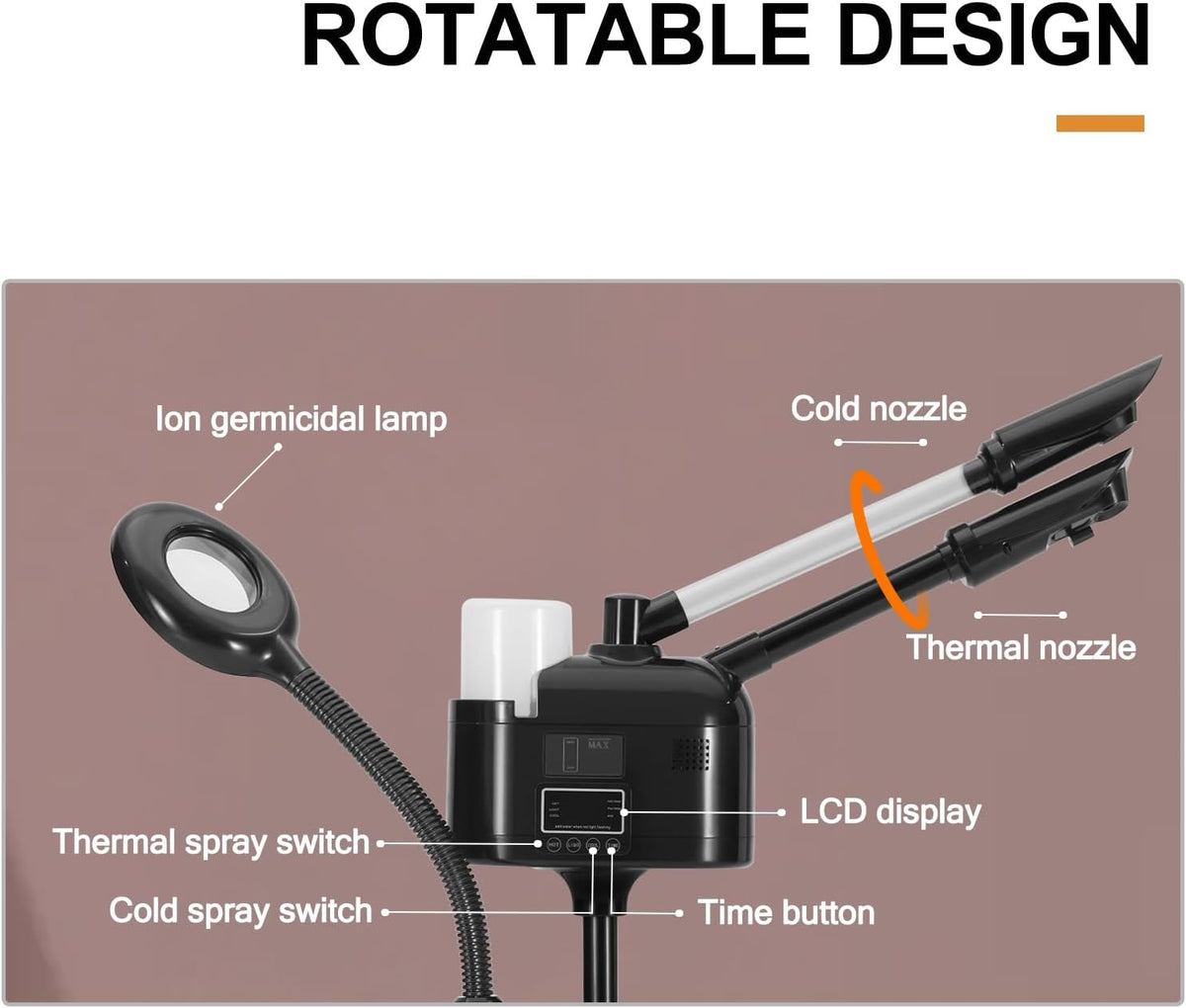 Artist hand Professional 3 in 1 Facial Steamer Upgrade Esthetician Steamer with hot & Cold Nozzle