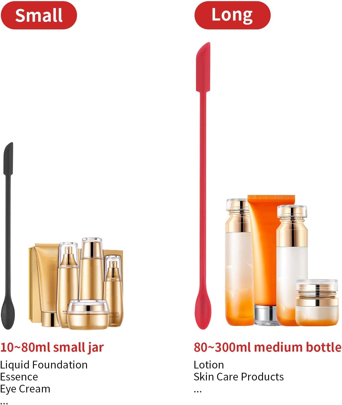Mini Spatula Silicone Spatula Set - Cuttte 2pcs Small Makeup Scrapers for Cosmetics, Reusable