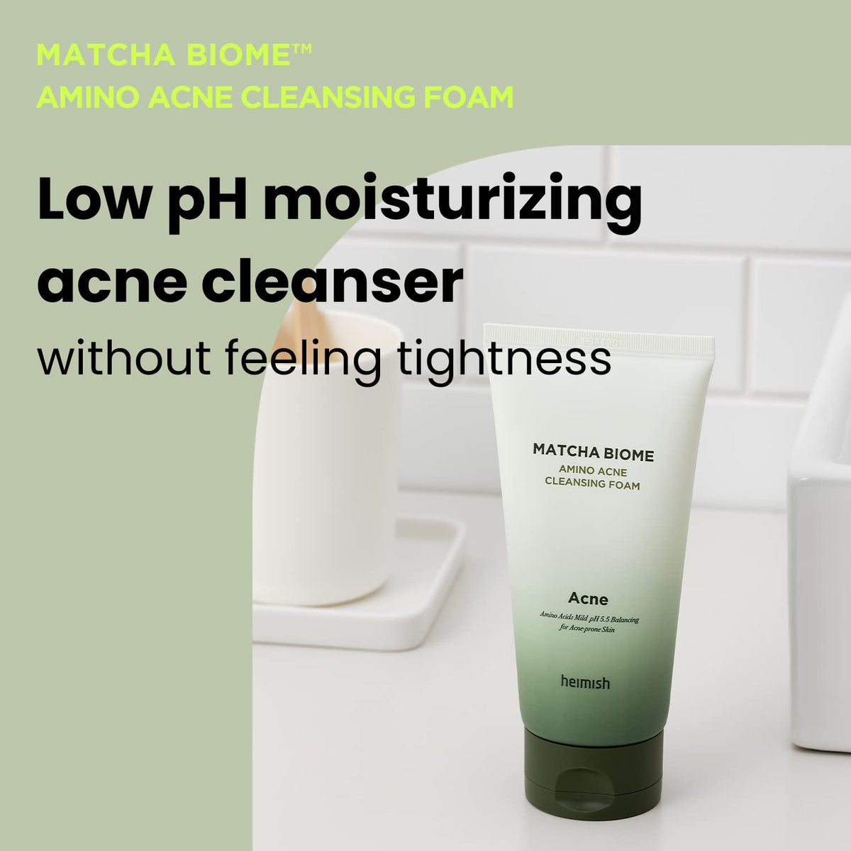 HEIMISH Matcha Biome Amino Acne Cleansing Foam - Deep Cleansing, Hydrating, Calming Facial