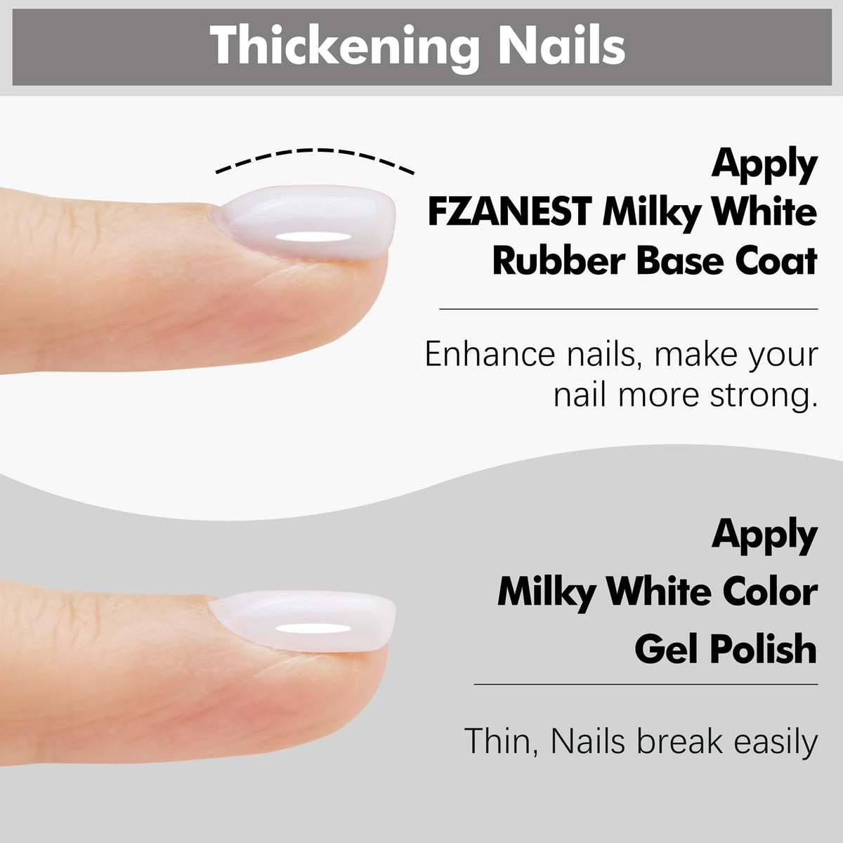 FZANEST Builder Gel for Nails, Milky White Gel Polish Rubber Base For Nails Strengthener Extension