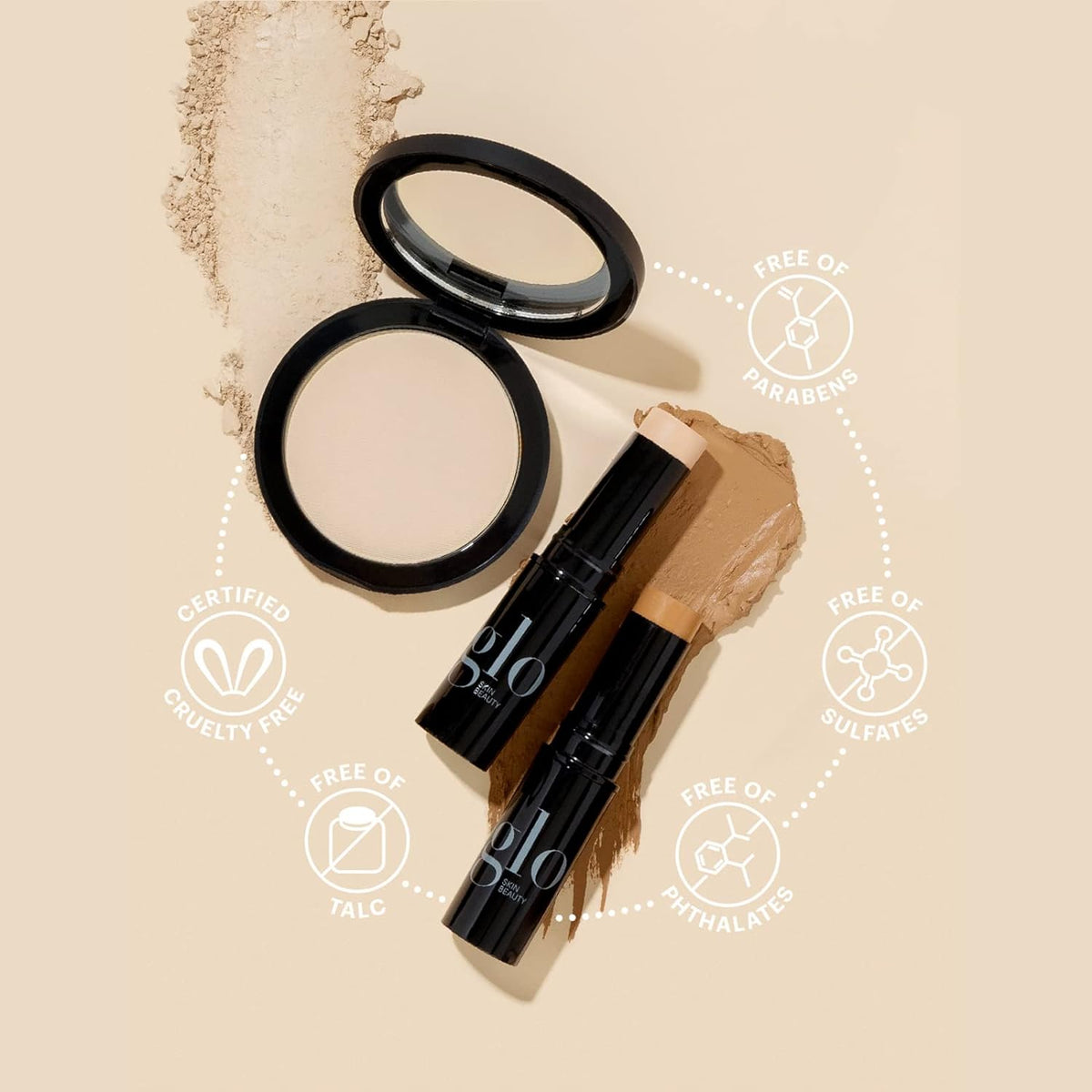 Glo Skin Beauty Pressed Base Powder Foundation Makeup (Beige Light) - Flawless Coverage for a