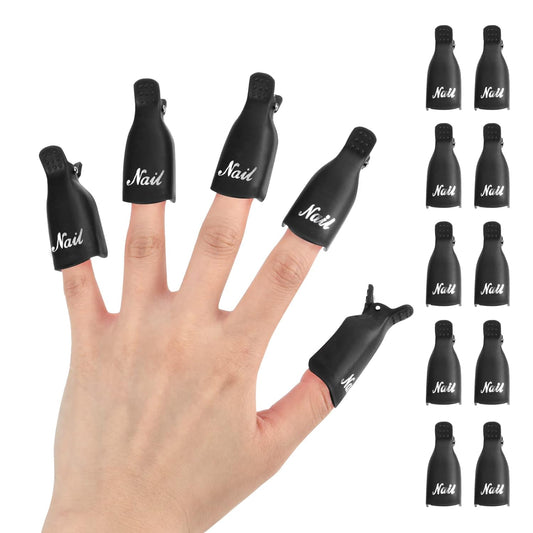 (black) 10Pcs Plastic Acrylic Nail Art Soak Off Cap Clip UV Gel Polish Remover Wrap Tool Gel Nail