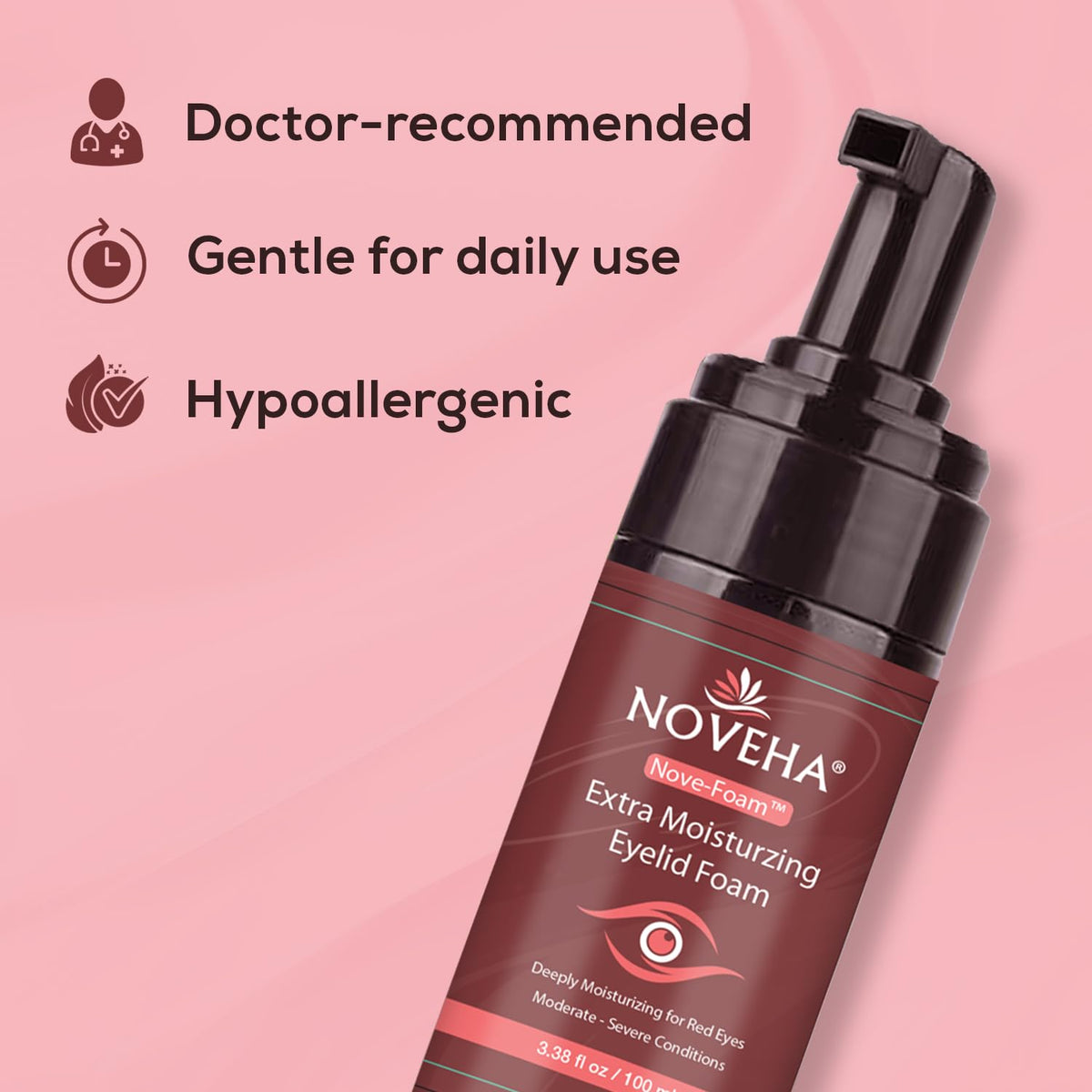 NOVEHA Extra Nove Eyelid Foaming Cleanser | Daily Skincare For Eyelashes & lids, Eye Irritations