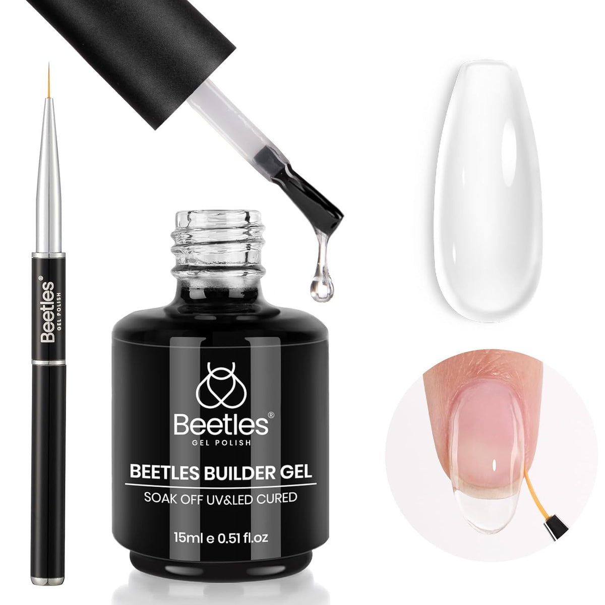 Beetles Builder Gel for Nails 7-in-1 Clear Builder Nail Gel Kit for Nail Extension Strengthening