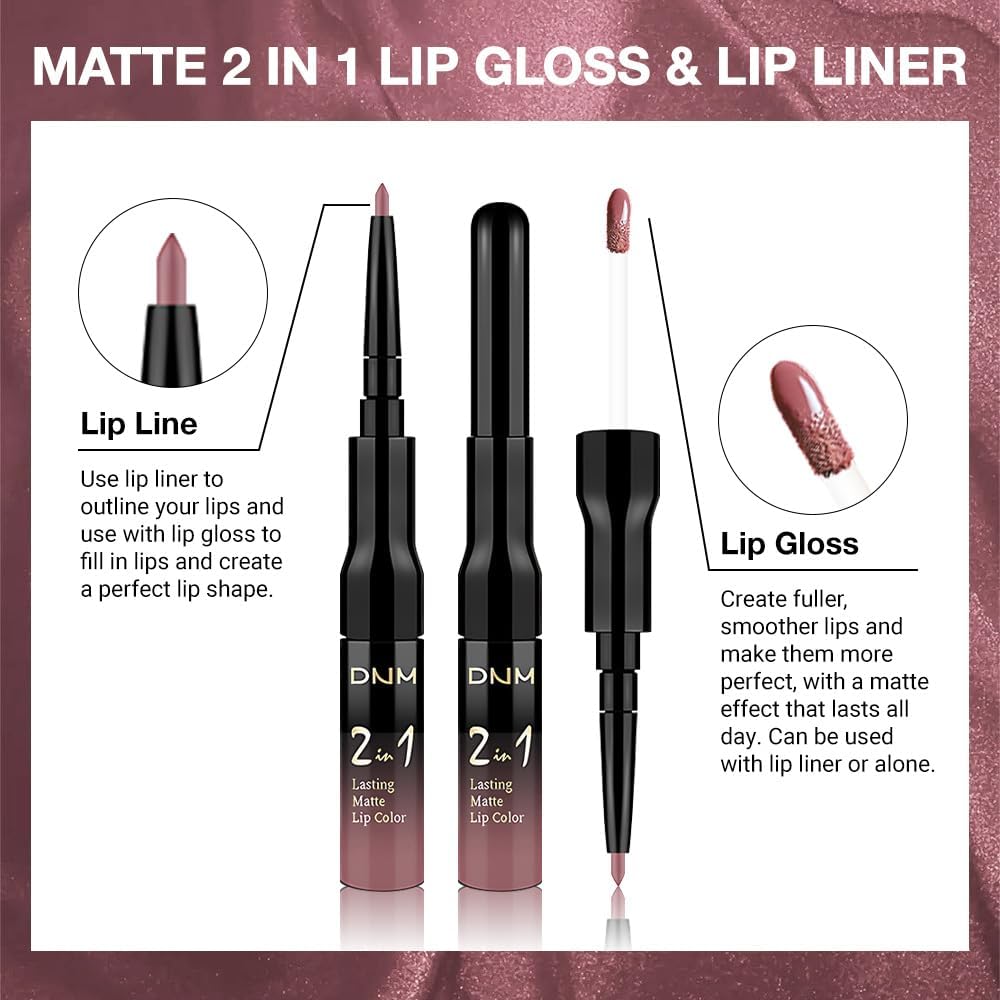 evpct 1Pcs Mauve Matte Lip Liner Stain Liquid Lipstick Makeup Set for Women, Mauve Lip Stick Liner