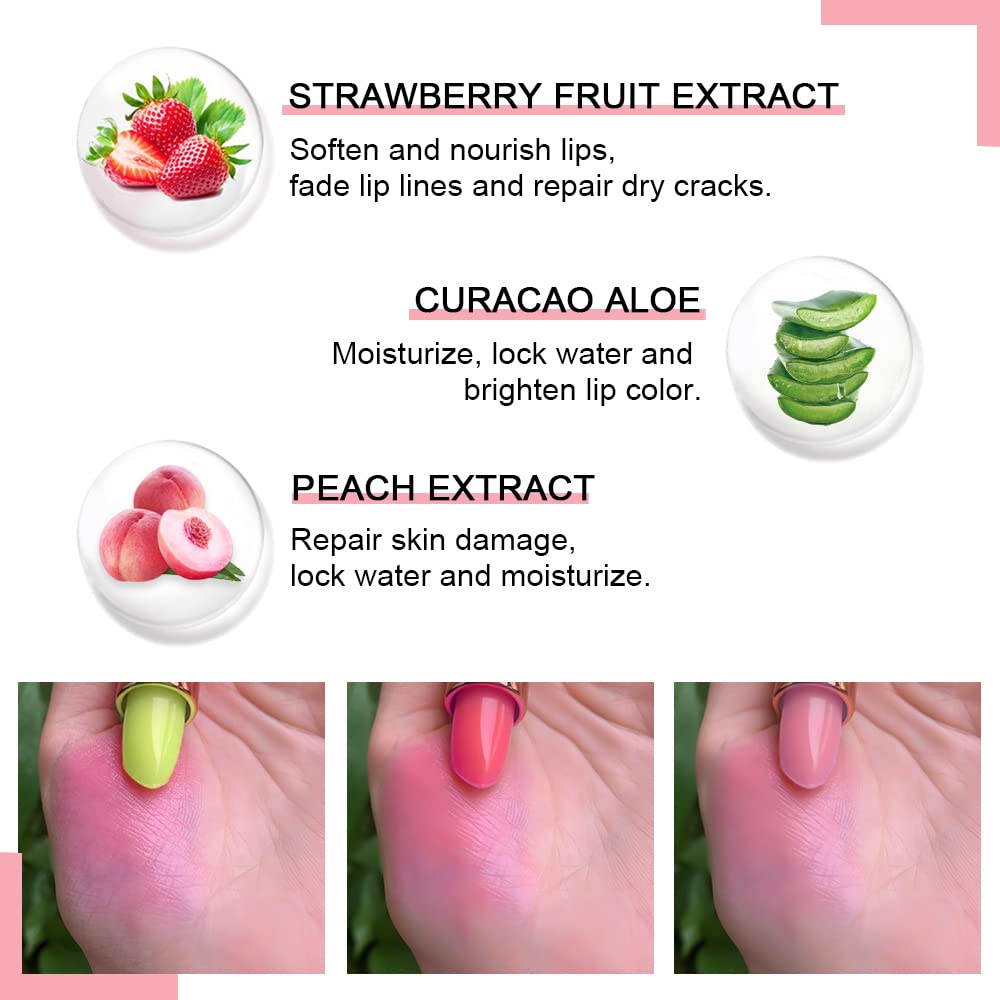 evpct 3Pcs Magic Color Changing Lipstick Long Lasting Waterproof 24 Hours Original for Women, Aloe