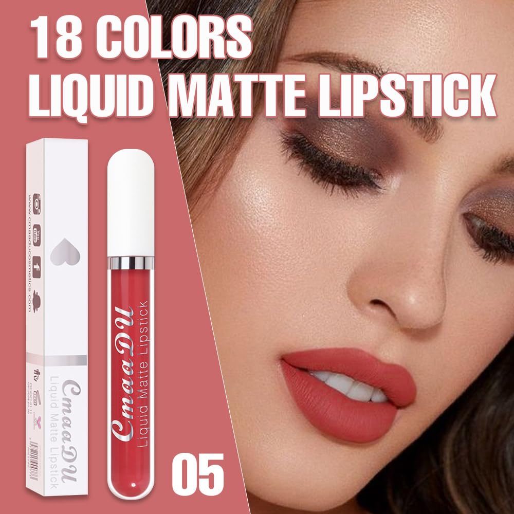 evpct 1Pcs Scarlet Red Liquid Matte Lipstick Lipgloss Set for Women, labiales mate 24 horas