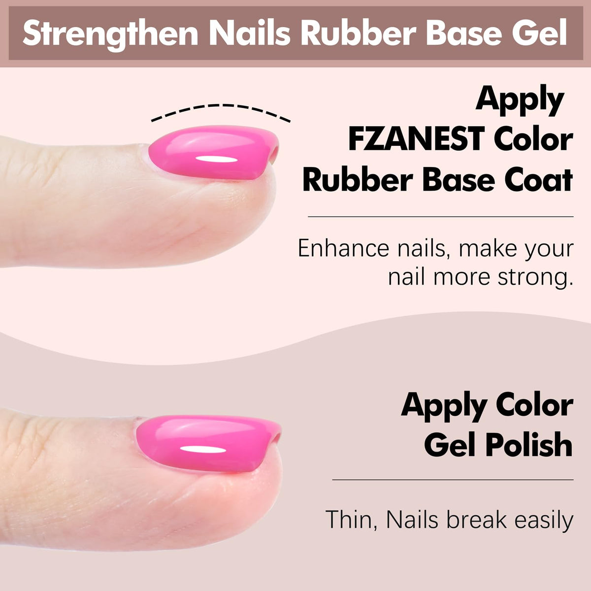 FZANEST Hot Pink Builder Rubber Base Gel, 5 in 1 Builder Gel For Nails Enhance Extension Repair