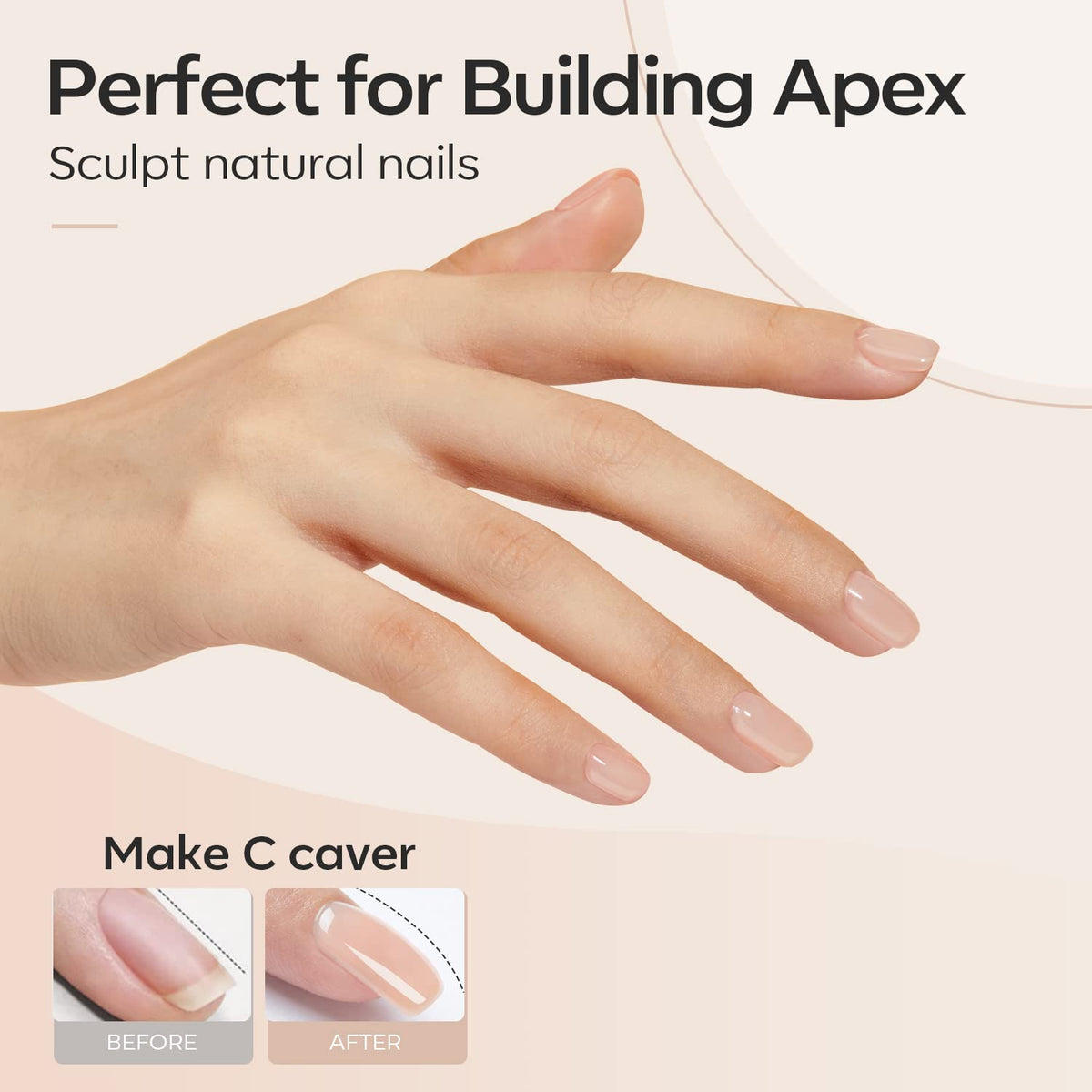 modelones 8-in-One Builder Nail Gel, Neutral Nude Builder for Thickening, LED Lamp Cured Hard