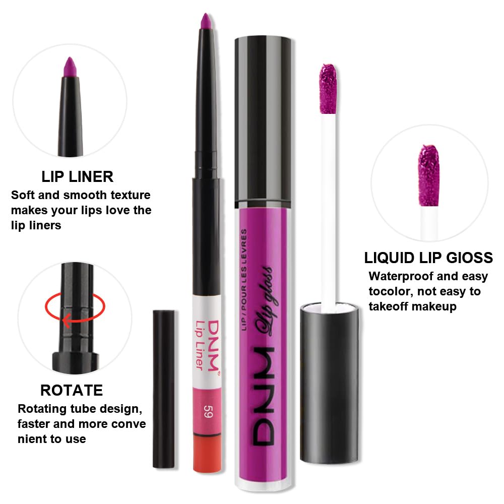 evpct 2Pcs Fuchsia Red Matte Lip Liner and Lipstick Combo Set for Women, Fuchsia Lip Combo Set