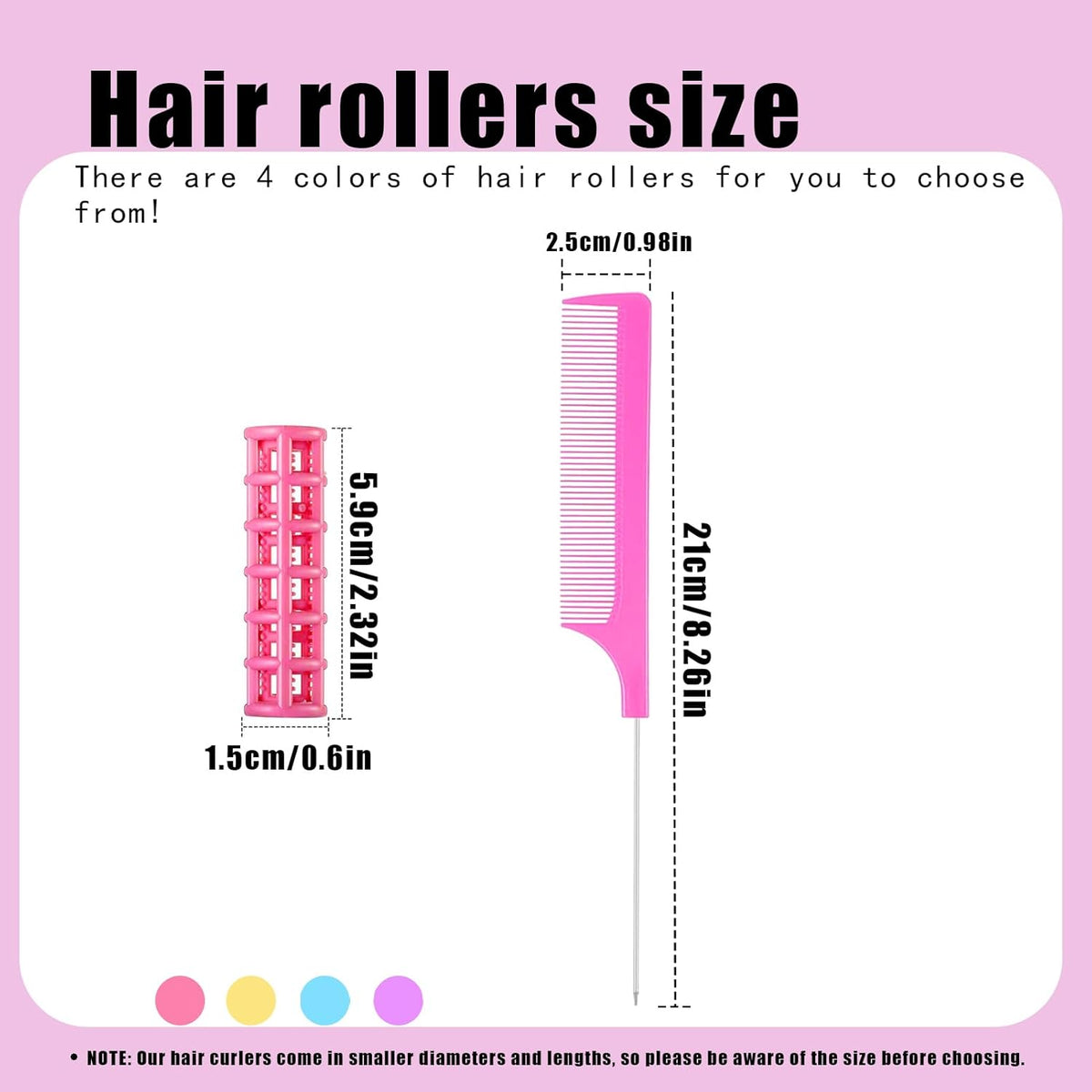 28PCS Self Grip Small Hair Rollers Set, 0.6in Plastic No Heat Roller Hair Curlers with Comb