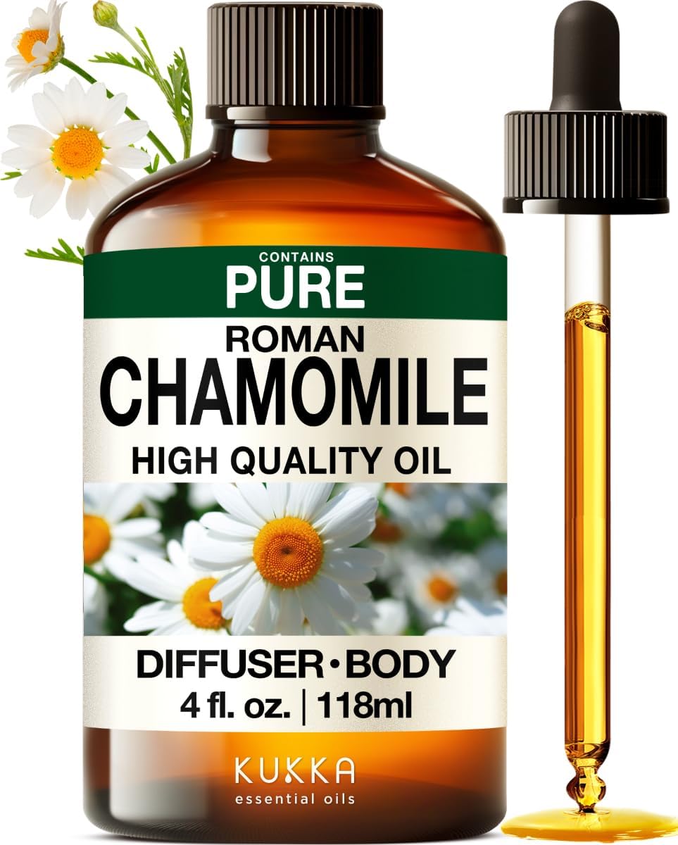 Kukka Roman Chamomile Essential Oil for Tranquil Retreats and Peaceful Relaxation - 4 Fl Oz
