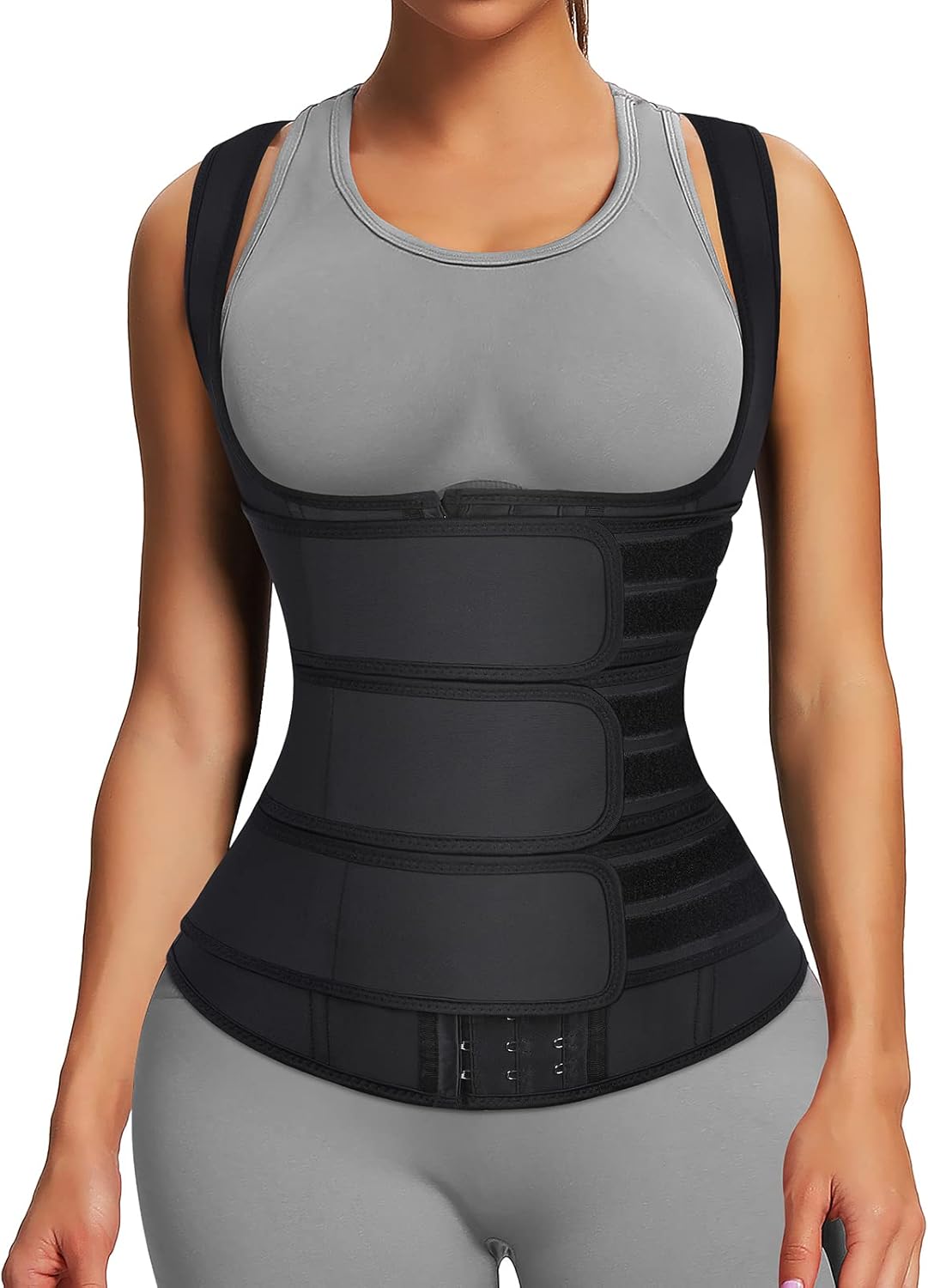 FeelinGirl Waist Trainer for Women Latex Waist Trainers Vest Plus Size Waist Cincher Corset 3 Belts