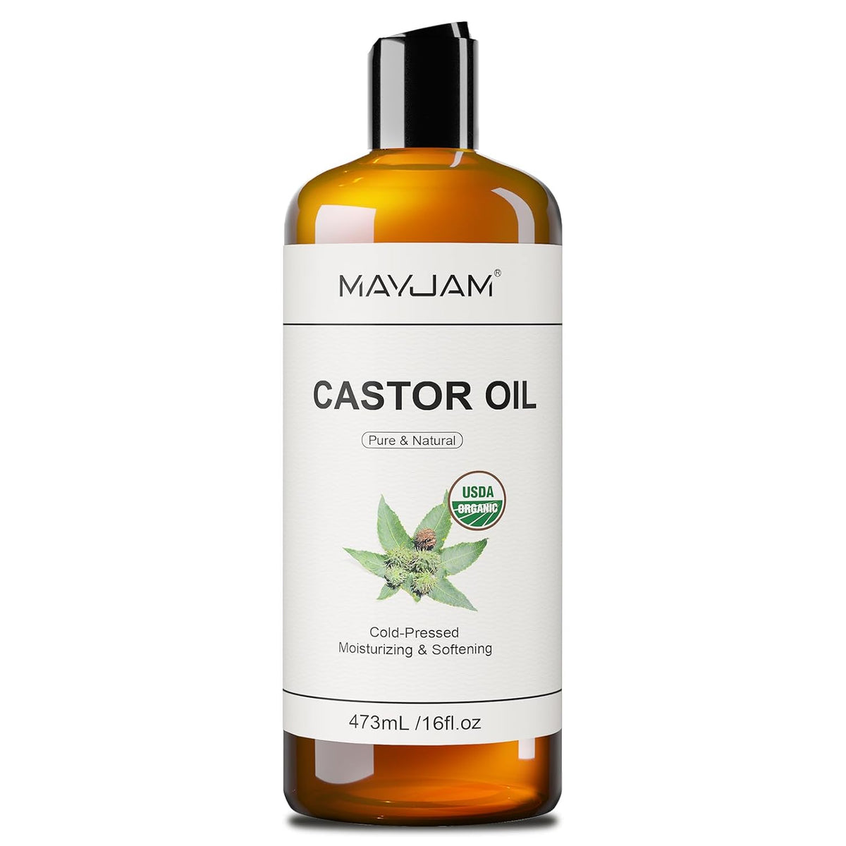 Organic Castor Oil 16 oz, 100% Pure Cold Pressed Castor Oils for Hair Growth, Eyebrows, Eyelash
