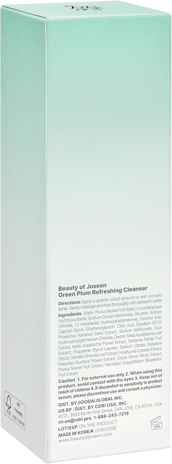 Beauty of Joseon Green Plum Refreshing Cleanser Gel Type Deep Pore Cleansing, Acne Face Wash