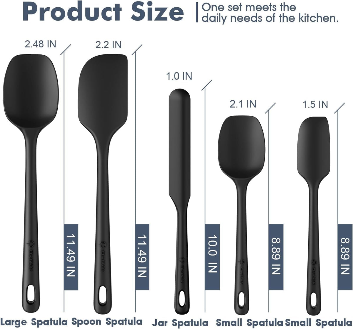 5 Pieces Silicone Spatula Set, Food Grade Rubber Spatula, Upgrade Strong Handle with Ergonomic