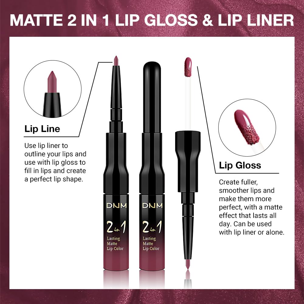 evpct 1Pcs Rose Plum Neutral Matte Lip Liner and Liquid Lipstick Stain Makeup Set for women, Rose