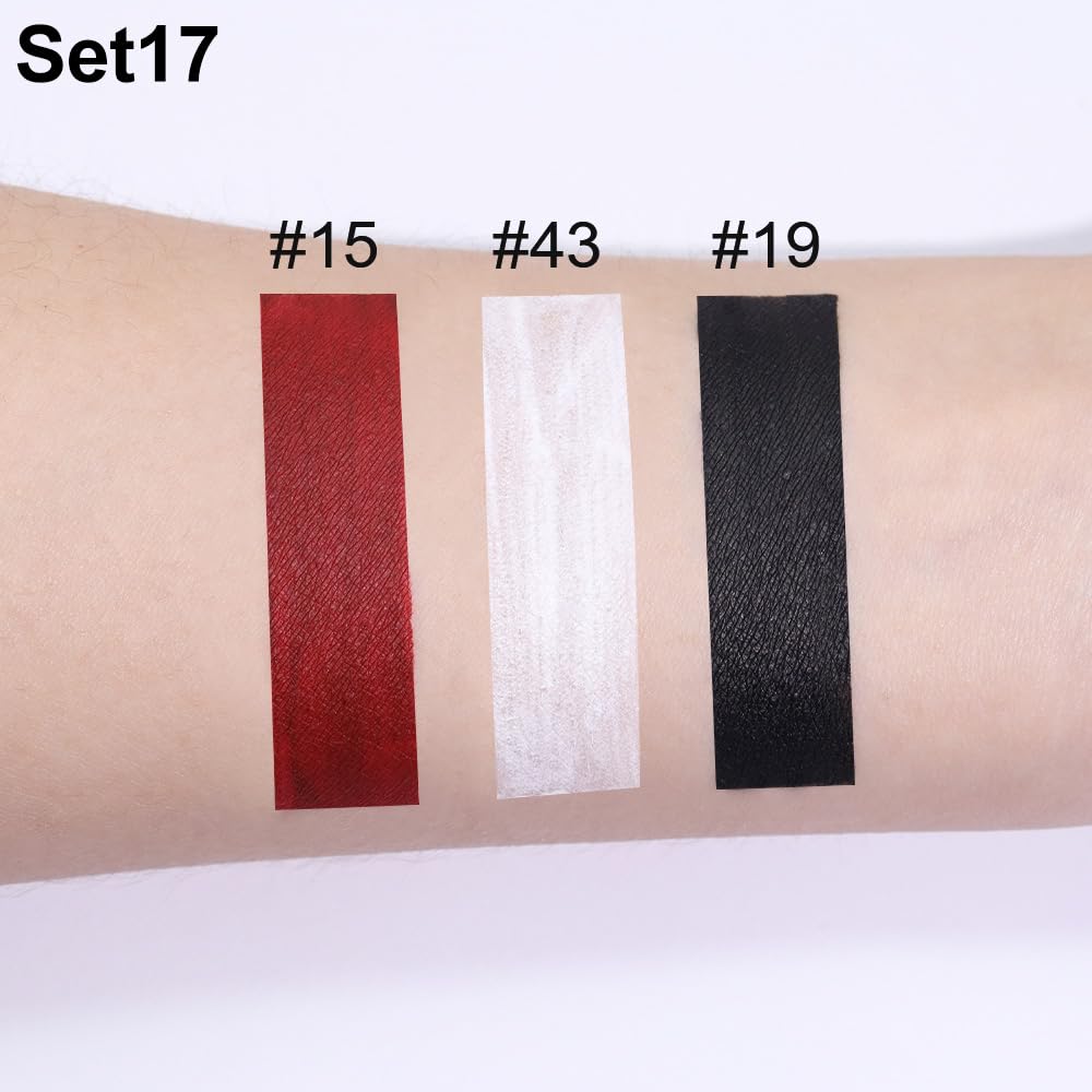 evpct 3Pcs Dark Black White Red Matte Liquid Lipstick Lip Stain Sets for Women Matte+Lipstick Long