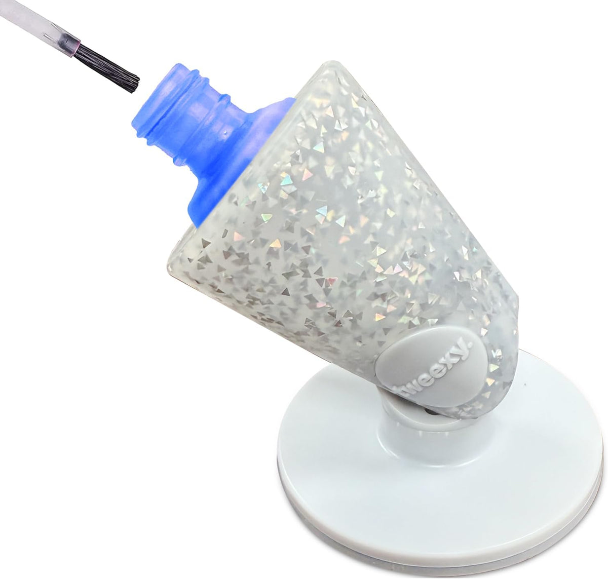 Tweexy Hinge Untippable Anti-Spill Nail Polish Holder | Smartgrip Suction Stand, Tilted for