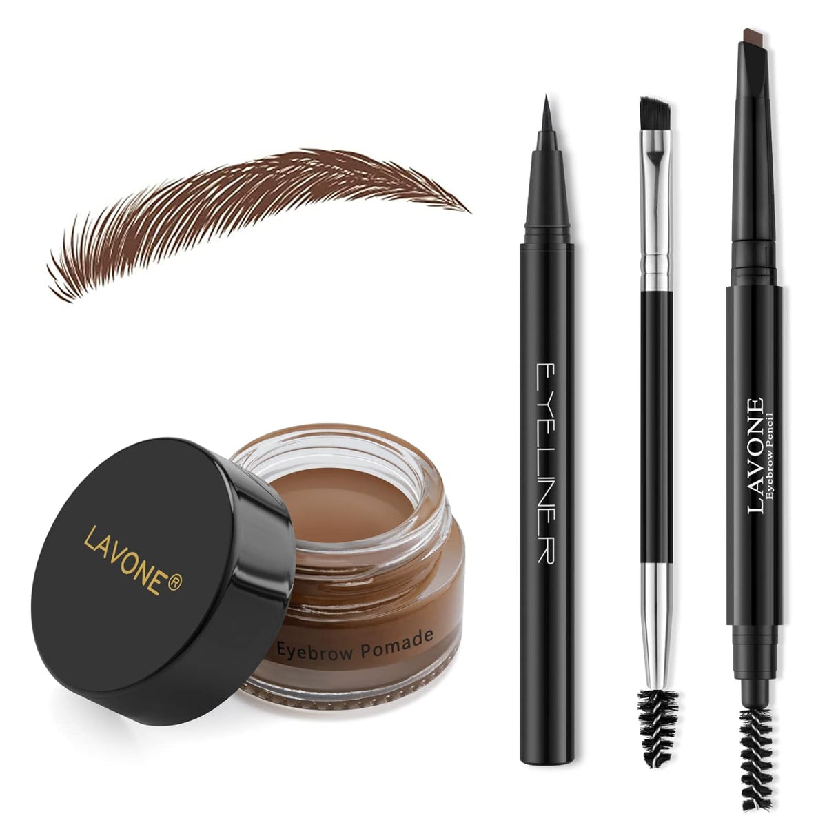 LAVONE Eyebrow Stamp Pencil Kit for Eyebrows Makeup, with Waterproof Eyebrow Pencil, Eyeliner