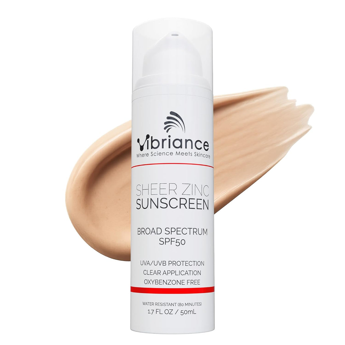 Vibriance Sheer Zinc Sunscreen - Tinted Sunscreen for Face SPF 50, Lightweight Facial Moisturizer
