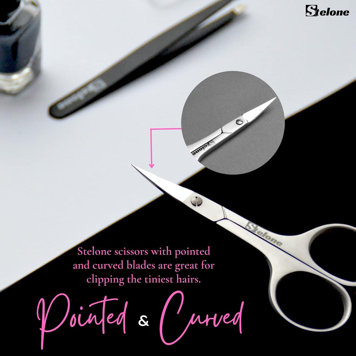 Multi Purpose Eyebrow Scissors Stainless Steel Curved Blade Cuticle Scissors for Manicure and