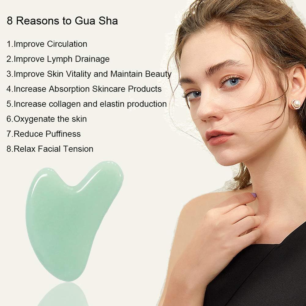 Ditind Gua Sha, Jade Stone Gua Sha Massage Tool, Guasha Tool for Face and Body Skin Massage. Gua