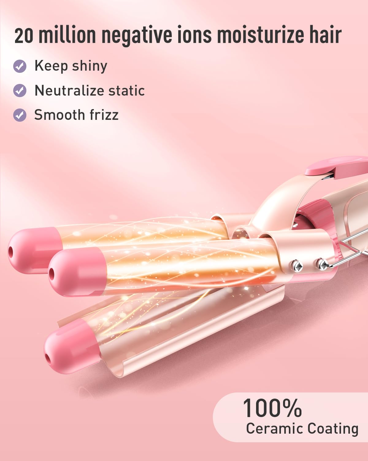 Waver Curling Iron Wand - BESTOPE PRO 5 in 1 Curling Wand Set with 3 Barrel Hair Crimper for Women