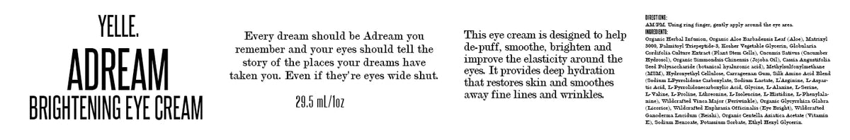 Yelle. Skincare – A-Dream Brightening Eye Cream – Plant-Based Eye Cream for Smoothing, Brightening