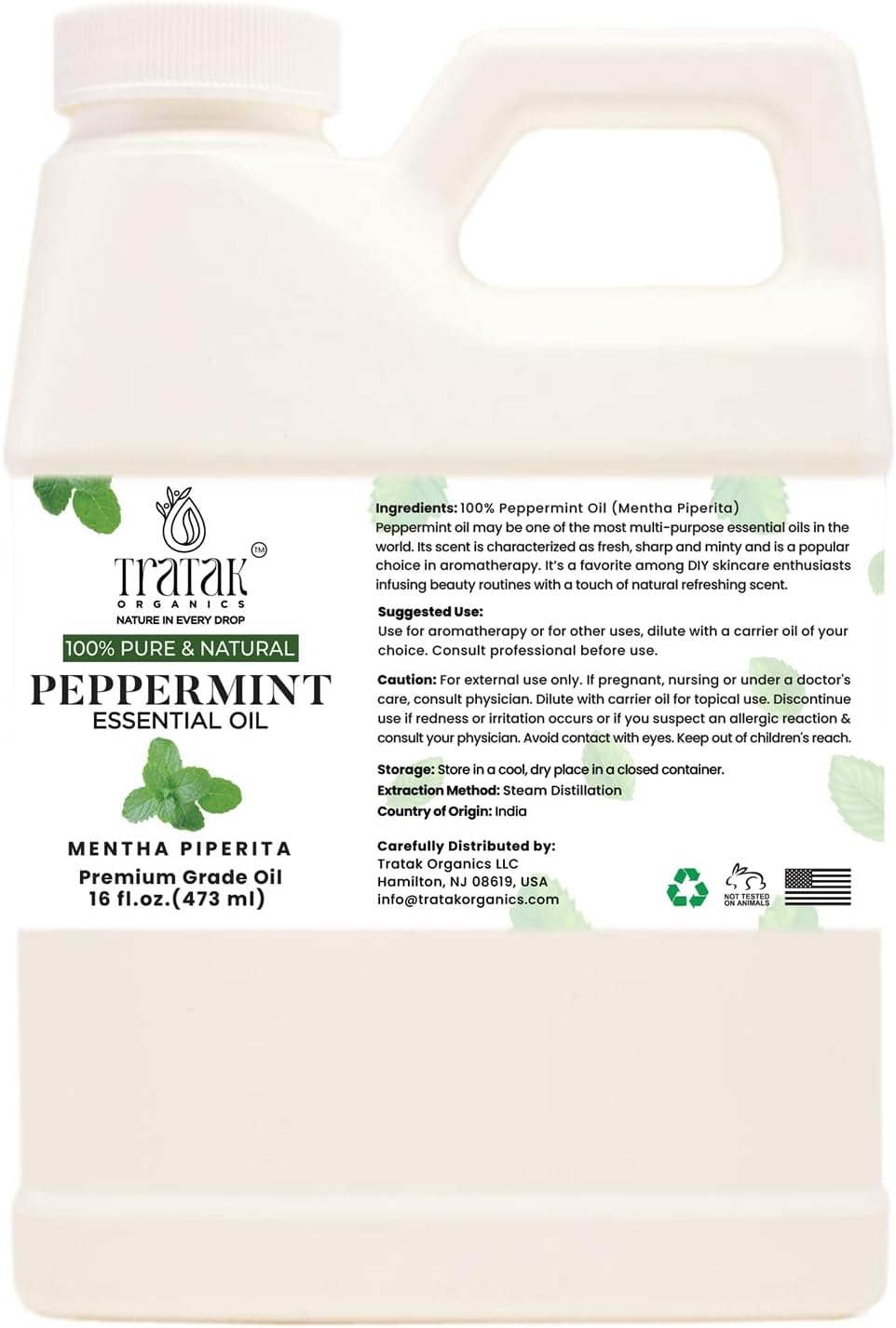 Peppermint Piperita Essential Oil - 100% Pure, Uncut and Natural Oil,16 fl oz - Undiluted Essential