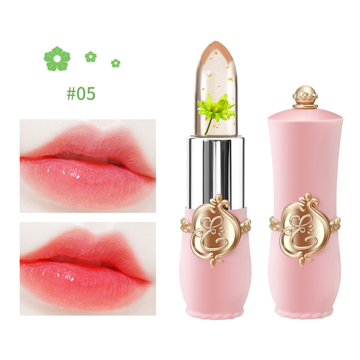 3 Pcs/Set Flower Jelly Lipstick Set Temperature Change Moisturizer Long Lasting Nutritious Balm