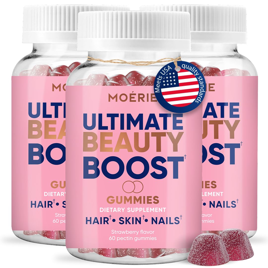 Moerie Hair Skin and Nails Gummies for Women & Men - Biotin for Hair Loss, Gummy Vitamins & Growth