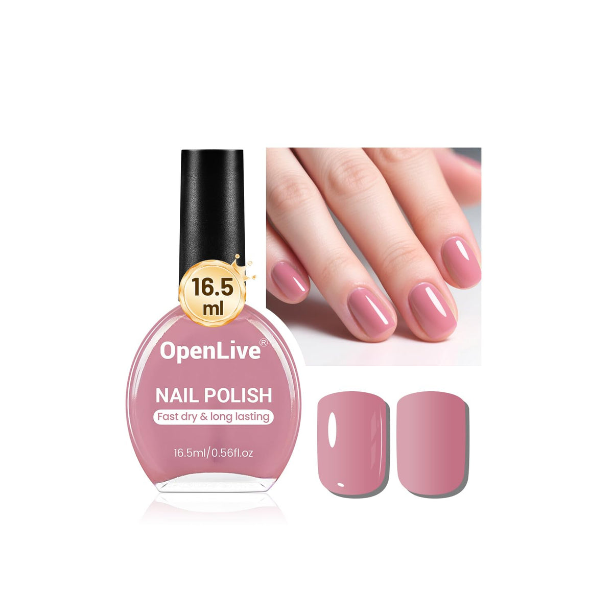 16.5ml Dusty Rose Nail Polish Large Volume Quick Drying Light Pink Nail Polish, Fast Drying and