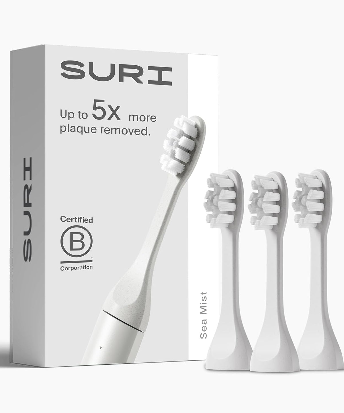 SURI Recyclable Plant-Based, Electric Toothbrush Heads - Built-in Tongue Scraper, Long Lasting