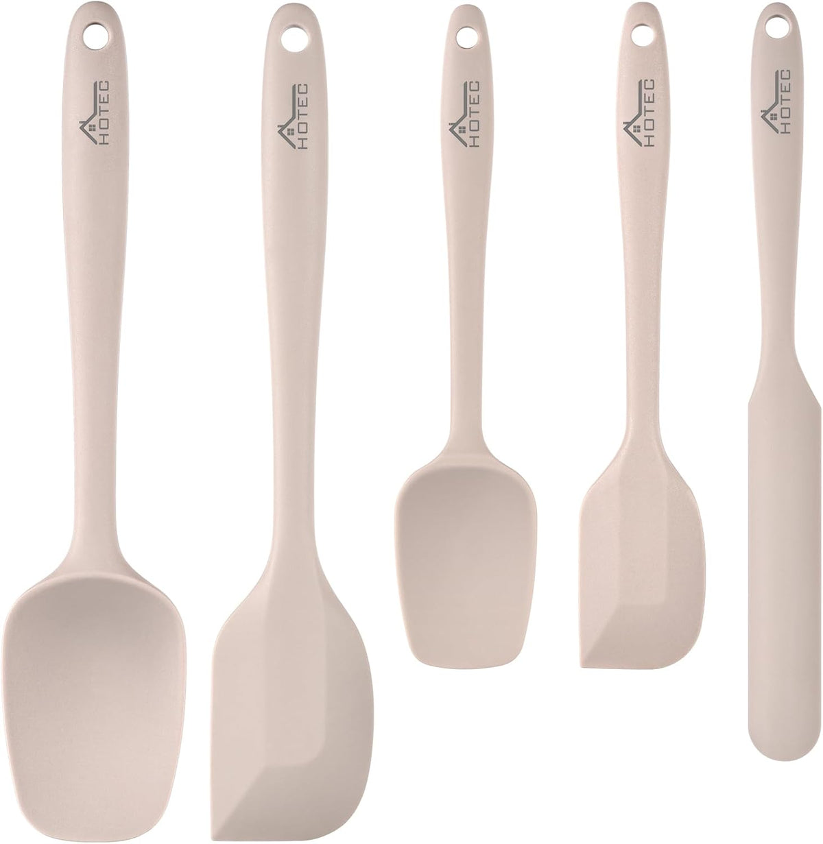 HOTEC 600℉ Heat Resistant BPA-Free Silicone Rubber Spatula Set,Kitchen Cooking Spatulas, Baking