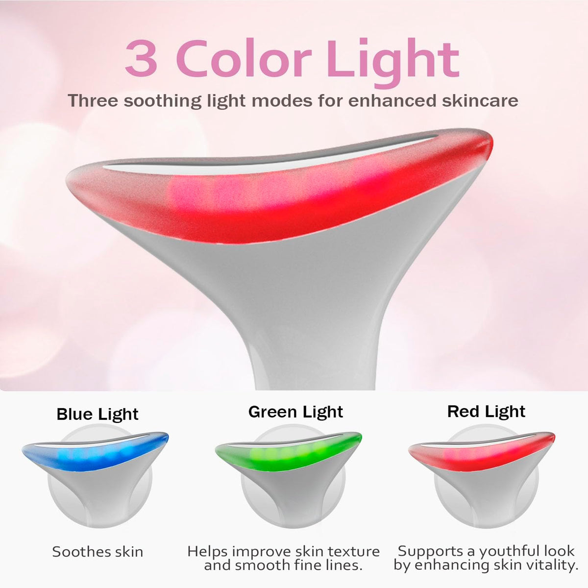 3-in-1 Portable Face and Neck Massager Tool with LED, Red Light Therapy, Vibration & Thermal