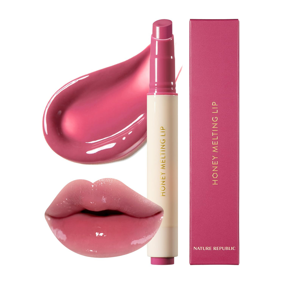 Nature Republic HONEY MELTING LIP (08 DARK CHERRY CHOUX) SOFT LIP STICK, Hydrating Gloss
