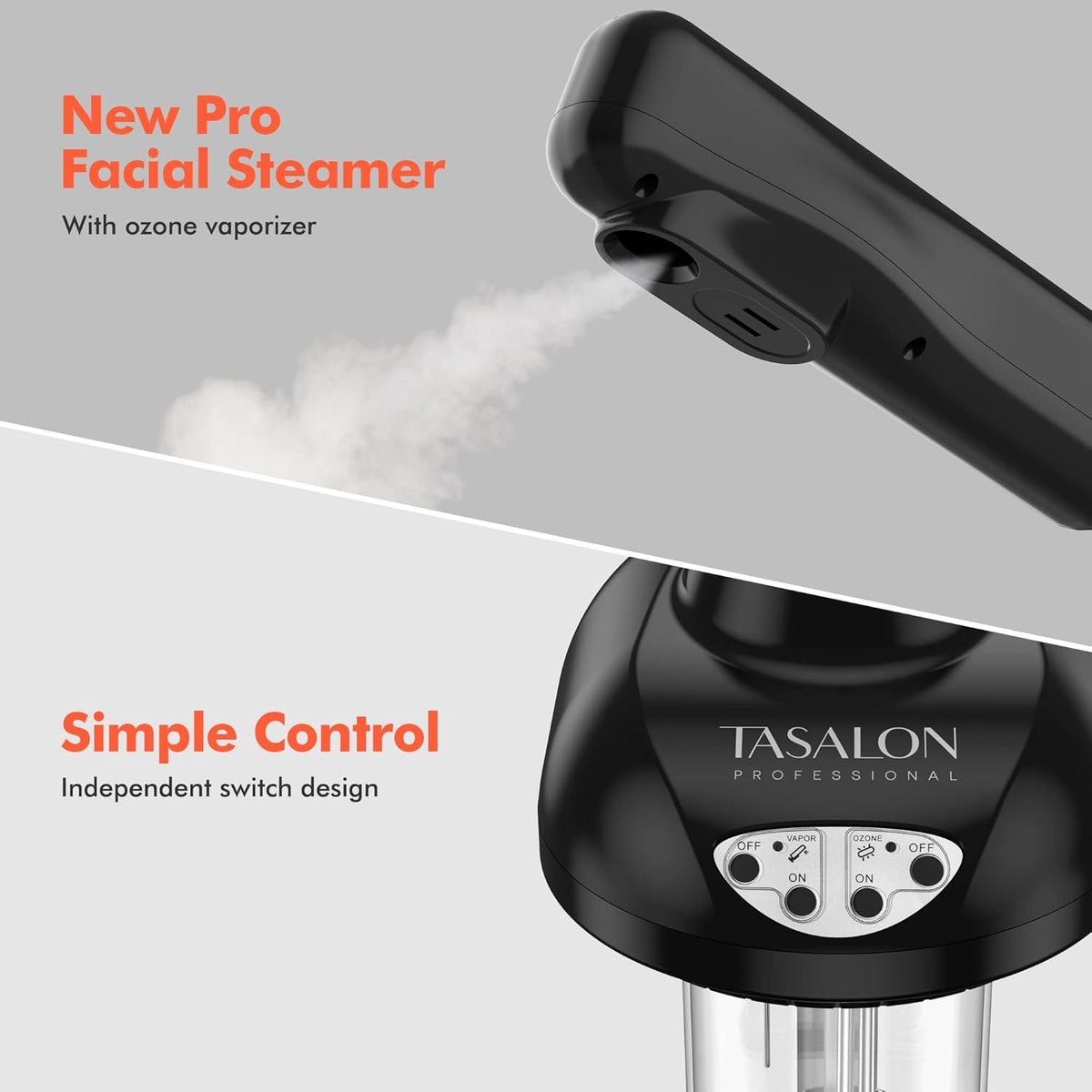 TASALON Steamer on Wheels for Professional Skin Rejuvenation, Facial Steamer Kit for Home, Spa