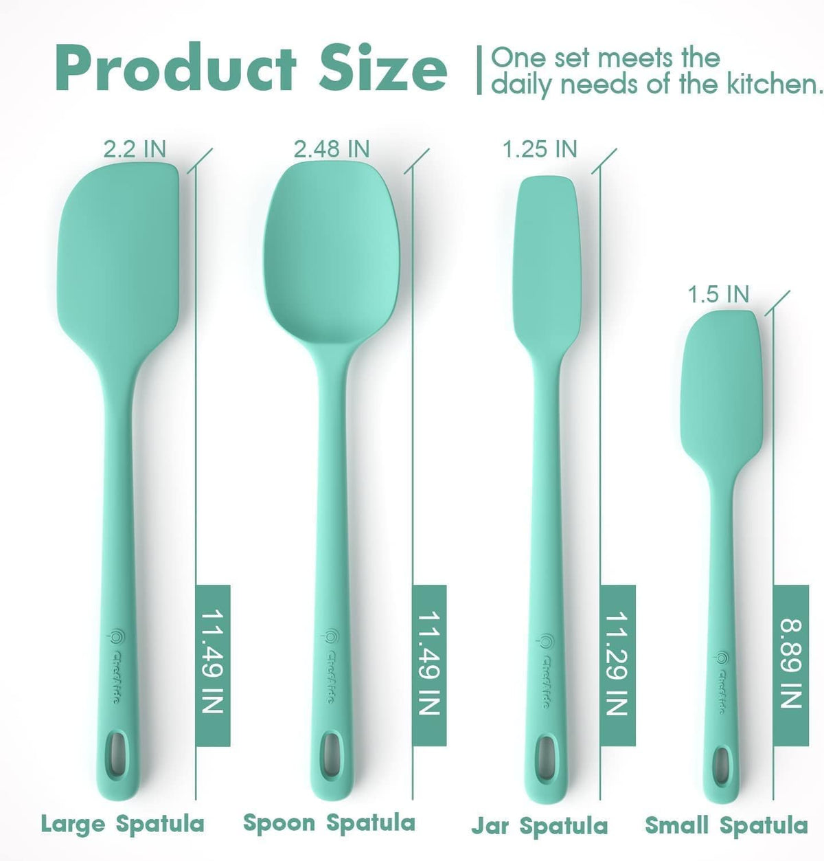 4 Pieces Silicone Spatula Set, Food Grade Rubber Spatula, Upgrade Strong Handle with Ergonomic