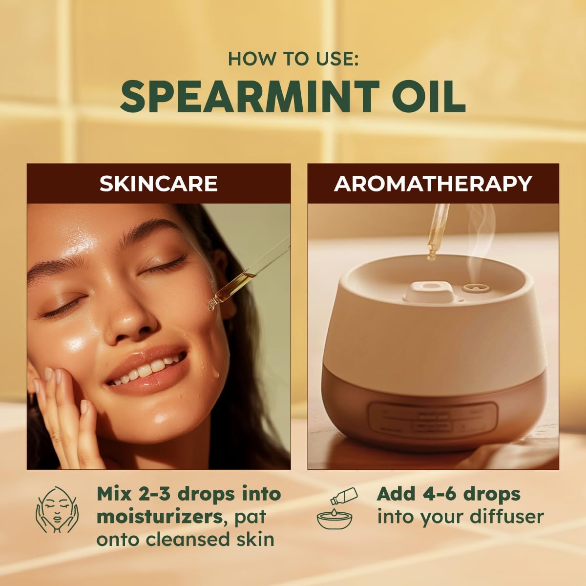 Kukka Spearmint Oil for Facial Hair - 4 Fl Oz - Aromatherapy Spearmint Essential Oil for Skin &