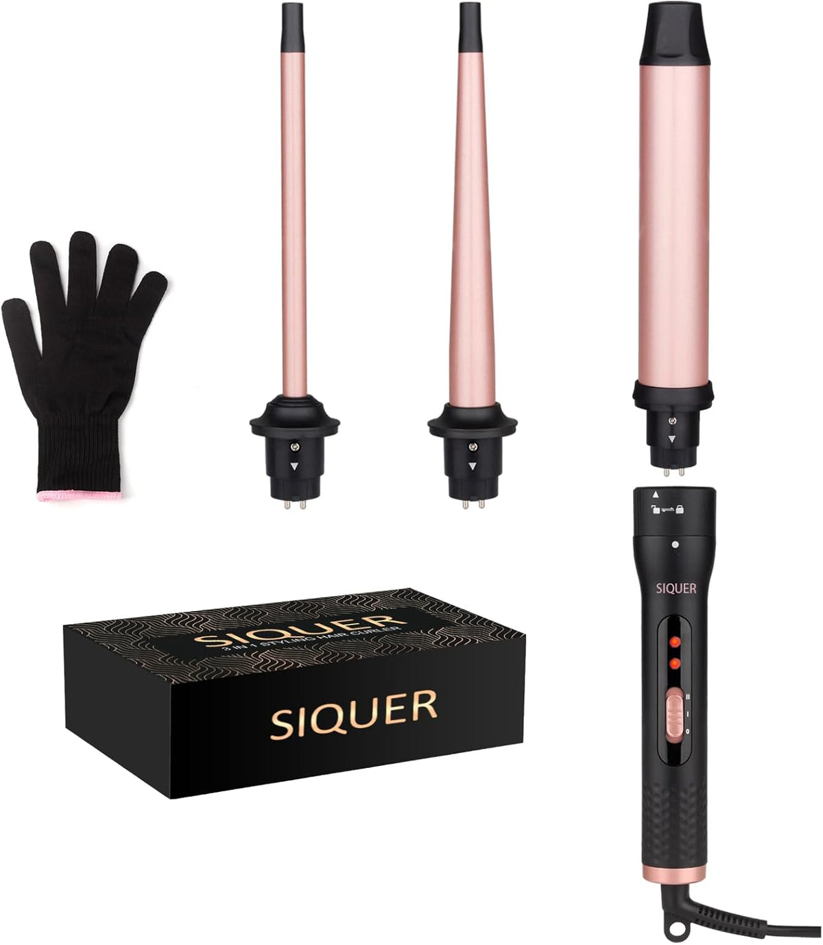 3 in 1 Curling Wand Set - SIQUER Hair Waver Curling Iron for Women with 3 Interchangable Ceramic