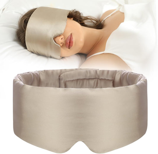 100% Mulberry Silk Sleep Mask Eye Mask for Women Man with Adjustable Band, for Side Sleeper