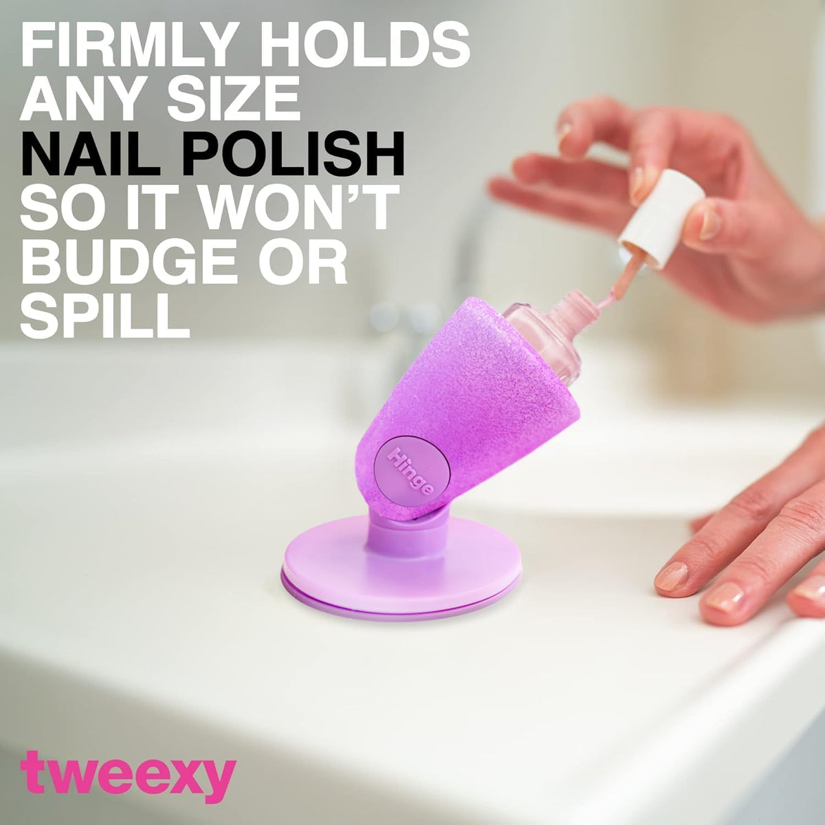 tweexy Hinge Untippable Nail Polish Bottle Holder | Anti-Spill Nail Polish Holder Stand, Tilted