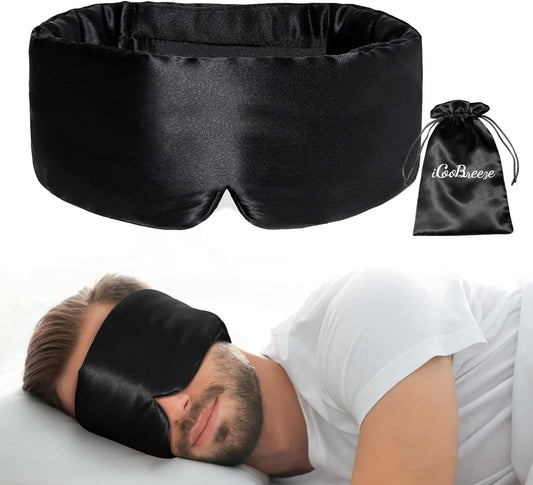 100% Natural Silk Eye Mask for Women Men, Soft Pressureless Cooling Blackout Eye Covers for