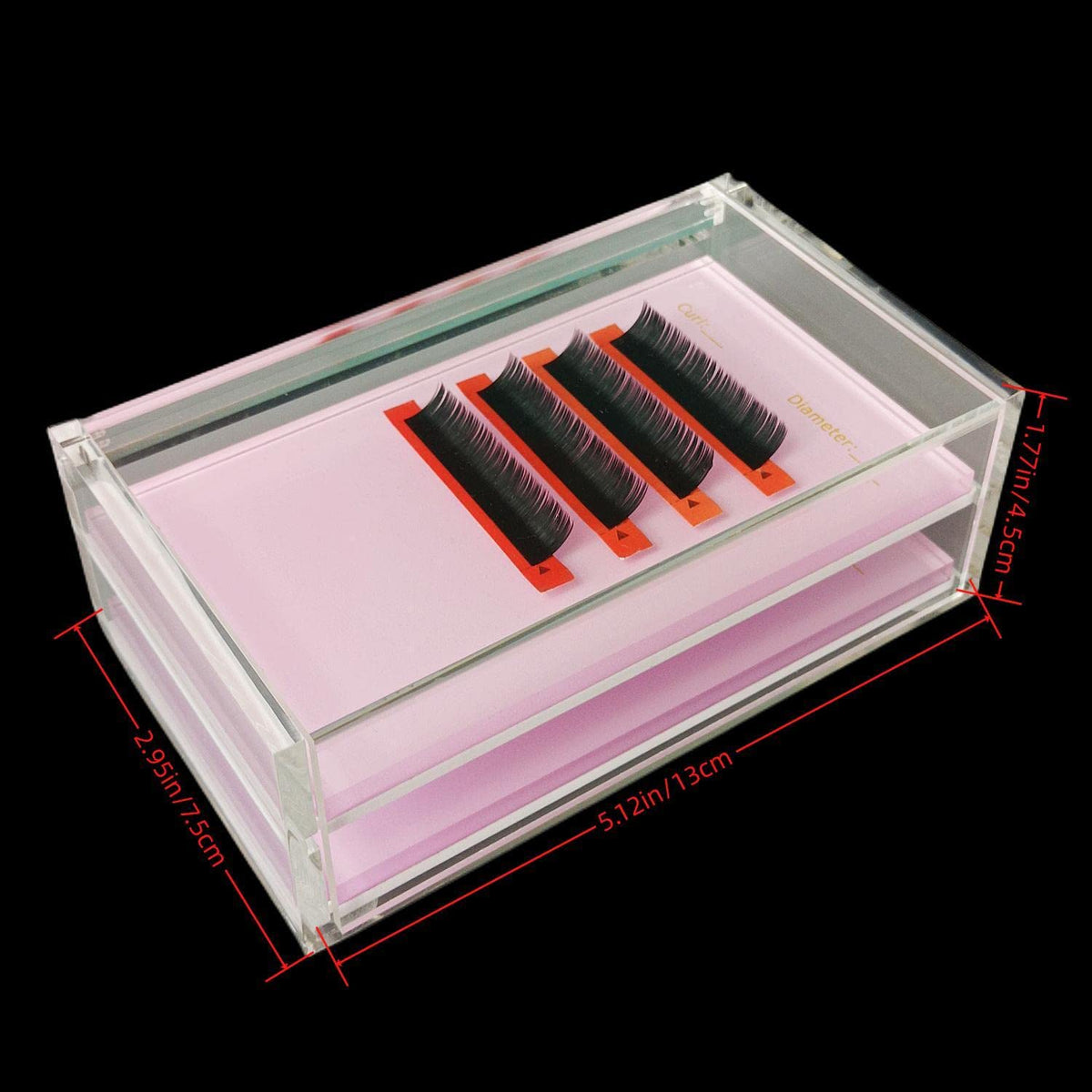 Two Layers Eyelash Grafting Pallet with Cover, Dust-proof Acrylic Lash Tile holder, Eyelash