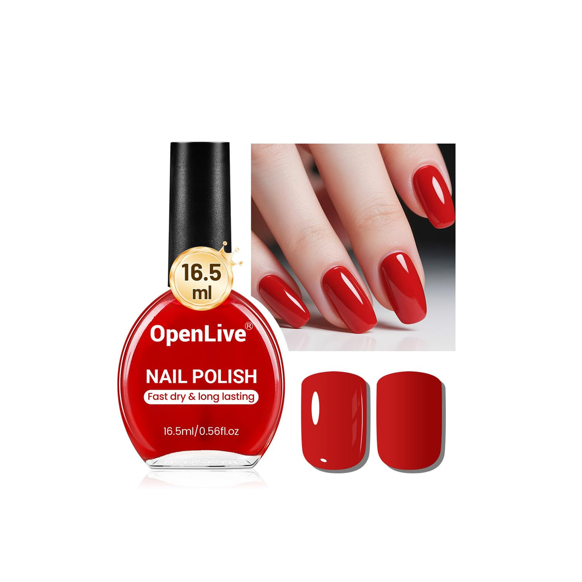 16.5ml Red Nail Polish Large Volume Quick Drying Nail Polish, Fast Drying and Long Lasting Color
