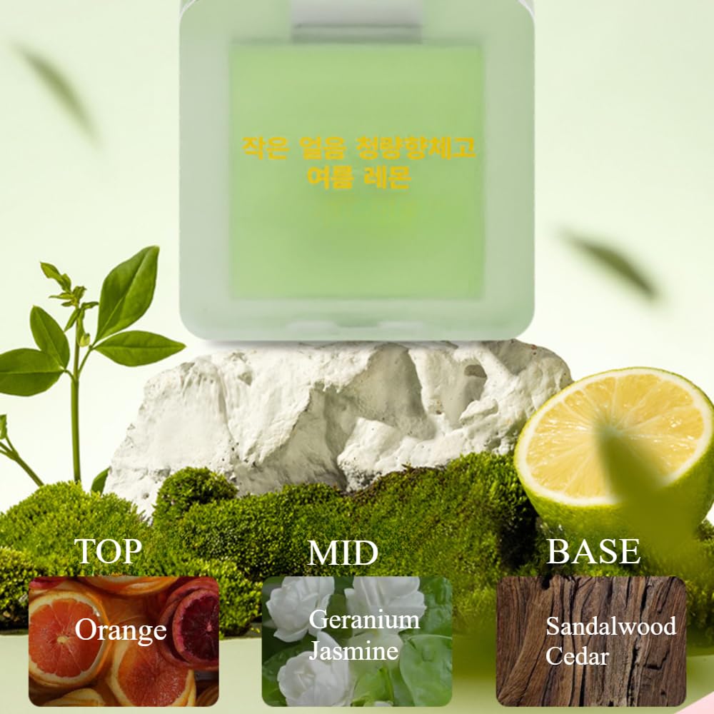 Mini Ice Cube Cooling Solid Perfume Balm - Refreshing Fruity Scent with Shimmer Highlighter