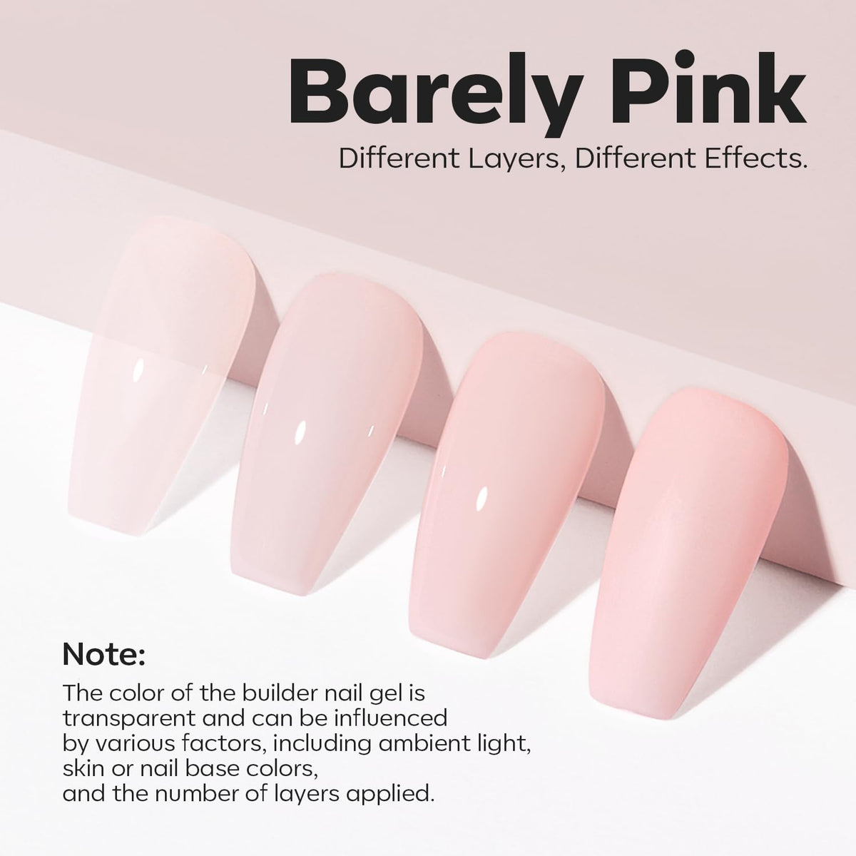 modelones Builder Nail Gel, 8-in-One Barely Pink Builder, Sheer Pink Rubber Base Gel Polish, LED
