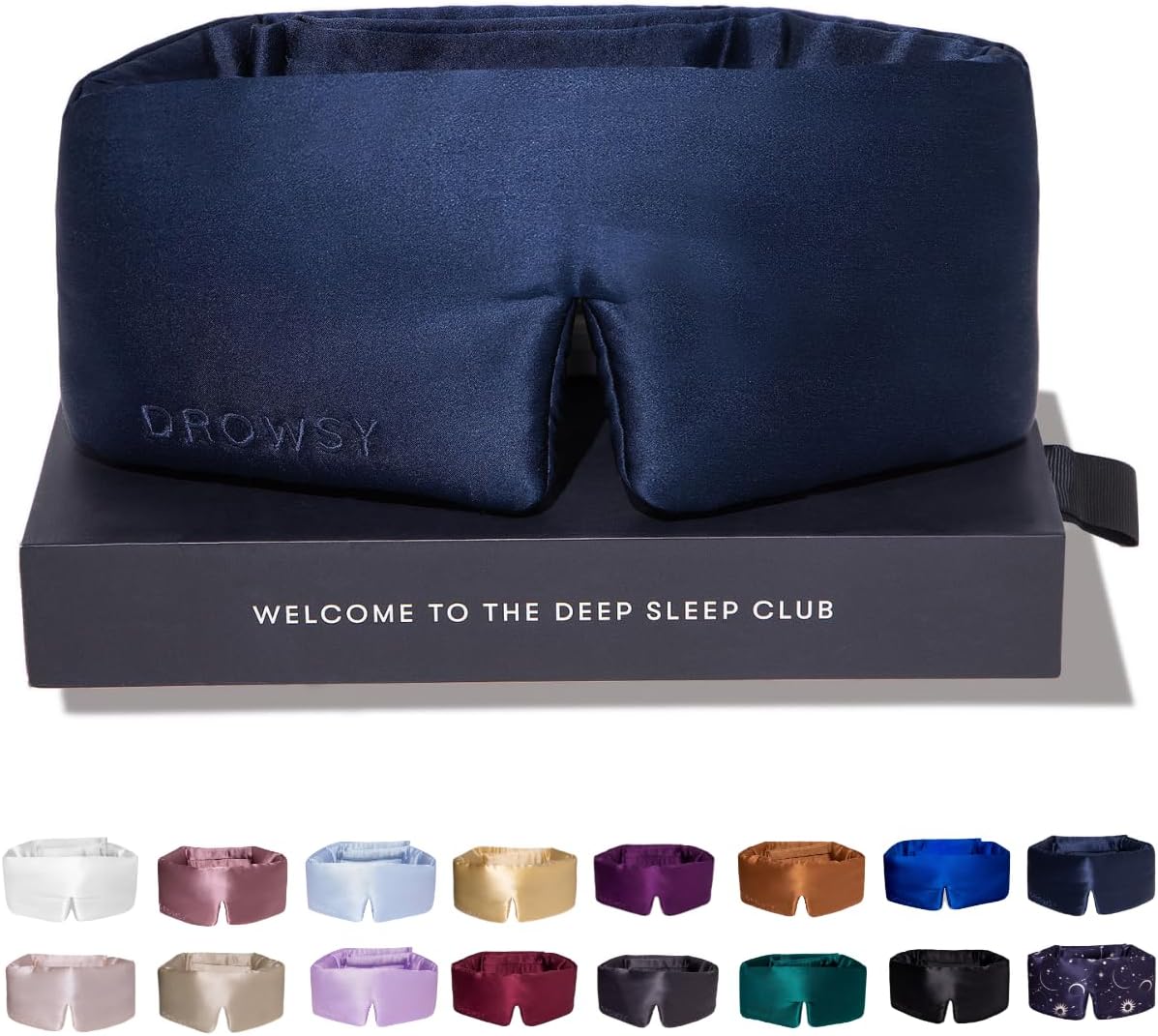DROWSY Silk Sleep Mask. Face-Hugging, Padded Silk Cocoon for Luxury Sleep in Total Darkness.